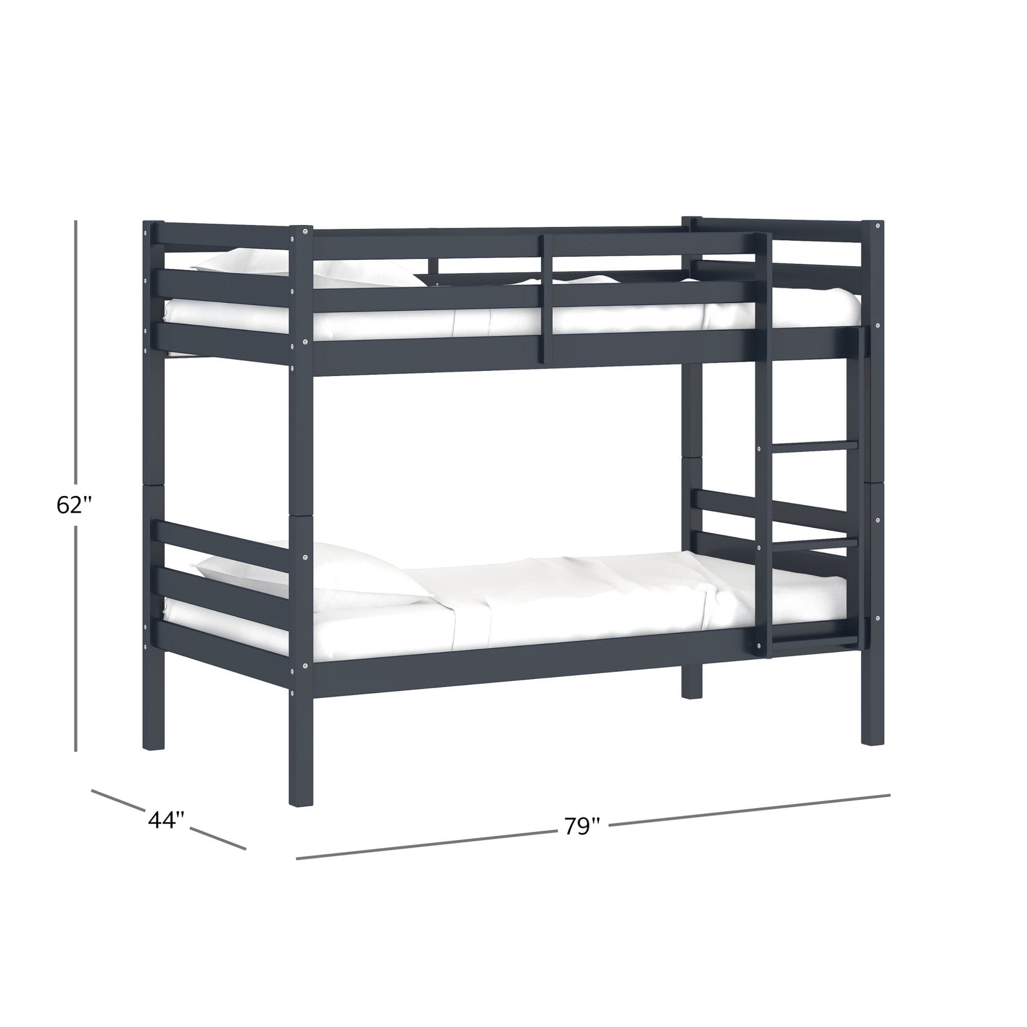 HH2Home Essentials Campbell Wood Twin over Twin Bunk Bed, Navy