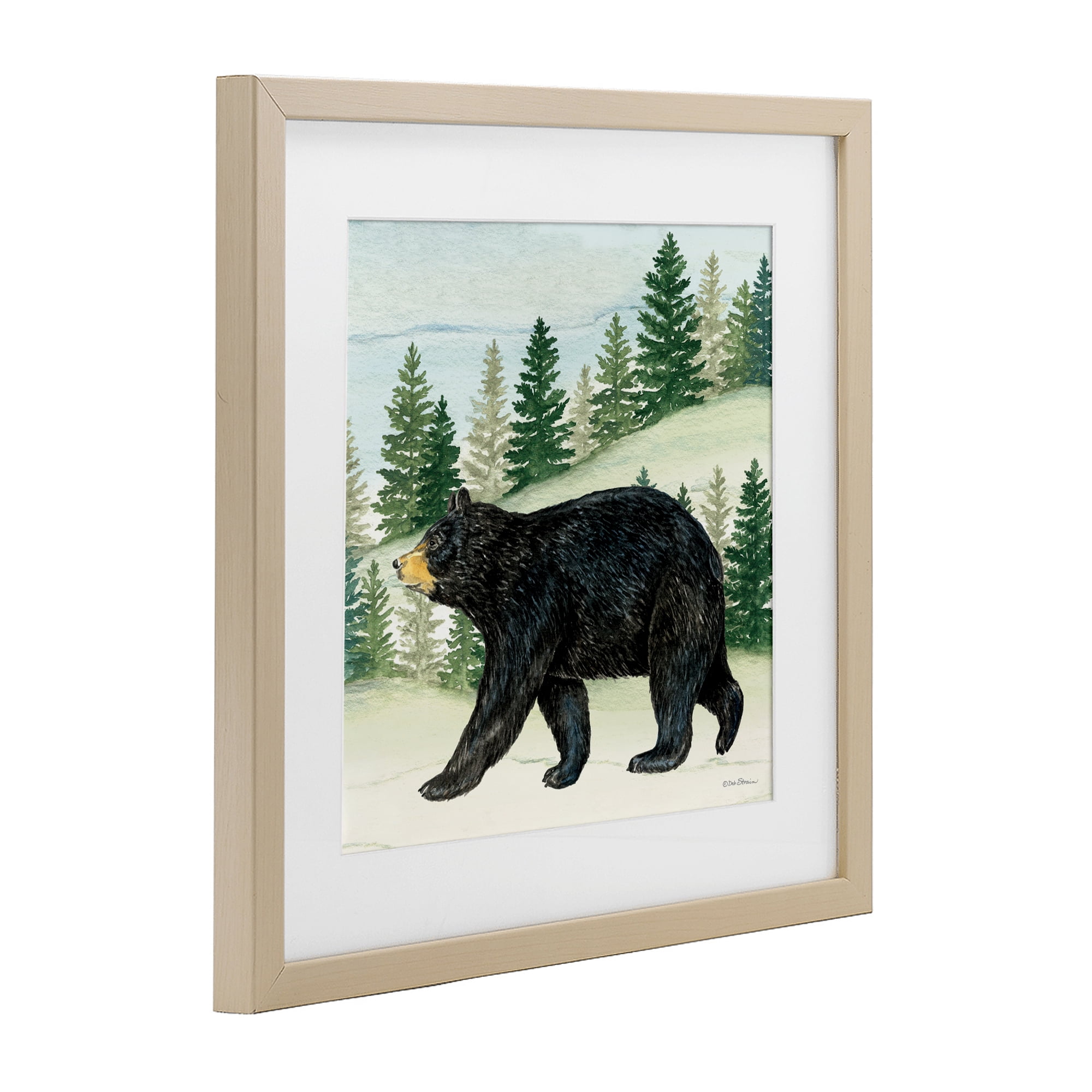 Stupell Industries Black Bear In Woods Birch Framed Print Under Glass, design by Deb Strain