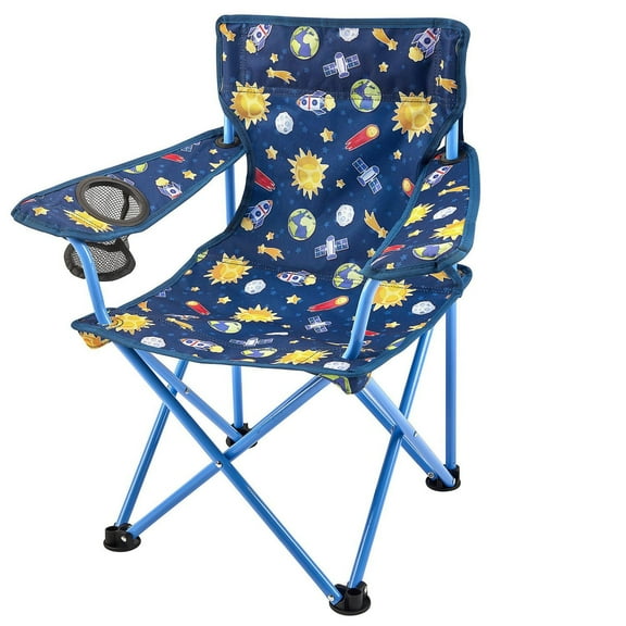 Ozark Trail Kids Folding Arm Chair, 125lbs Weight Capacity, Blue, Polyester Fabric & Steel Frame