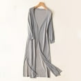 thumbnail image 4 of Mifelio Cardigan for Women Ladies' Solid Linen Ice Cotton and Linen Knit Cardigan Midi Long Cardigans for Women Trendy Grey M, 4 of 6