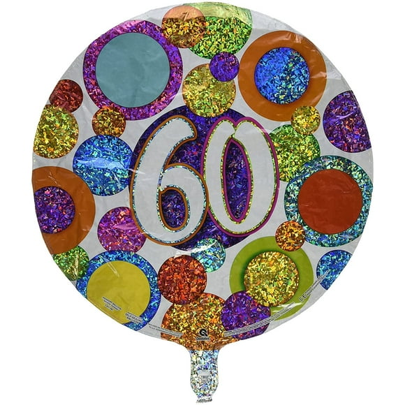 Pioneer Balloon Company Ballon Plat en Aluminium 60 Gros Points & Paillettes, 18 Pouces, Multicolore