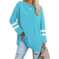 thumbnail image 2 of Chemises pour Femmes Col Rond Couleur Unie Manches Longues Chandail Décontracté Ample Long Chandail en Molleton Blouse Hauts d'Automne pour Dames, 2 of 7