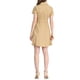 thumbnail image 3 of Vestido mini de mujer Inspire Chic con ajuste y vuelo, cuello, bolsillos y cintura elástica en color caqui claro, 3 of 8