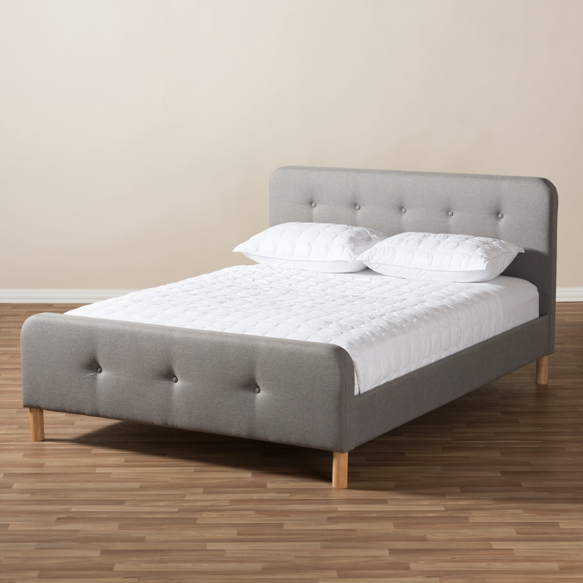 Baxton Studio Samson Mid-Century Fabric Upholstered Platform Bed, Multiple Sizes, Multiple Colors