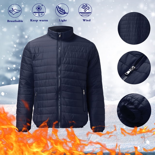 Men's Winter Coat with Zip Closure and Multiple Pockets for Autumn Leisure Top Wear