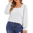 thumbnail image 4 of UVN Blouses for Women Square Neck Long Sleeve Shirts Dressy Casual Tunic Tops, 4 of 11