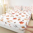 thumbnail image 4 of Manfei Halloween Themed Bed Sheets,Fall Leaves Print Full Size Sheets,White,4-Piece,1 Flat Sheet, 1 Fitted Sheet and 2 Pillowcases, 4 of 6