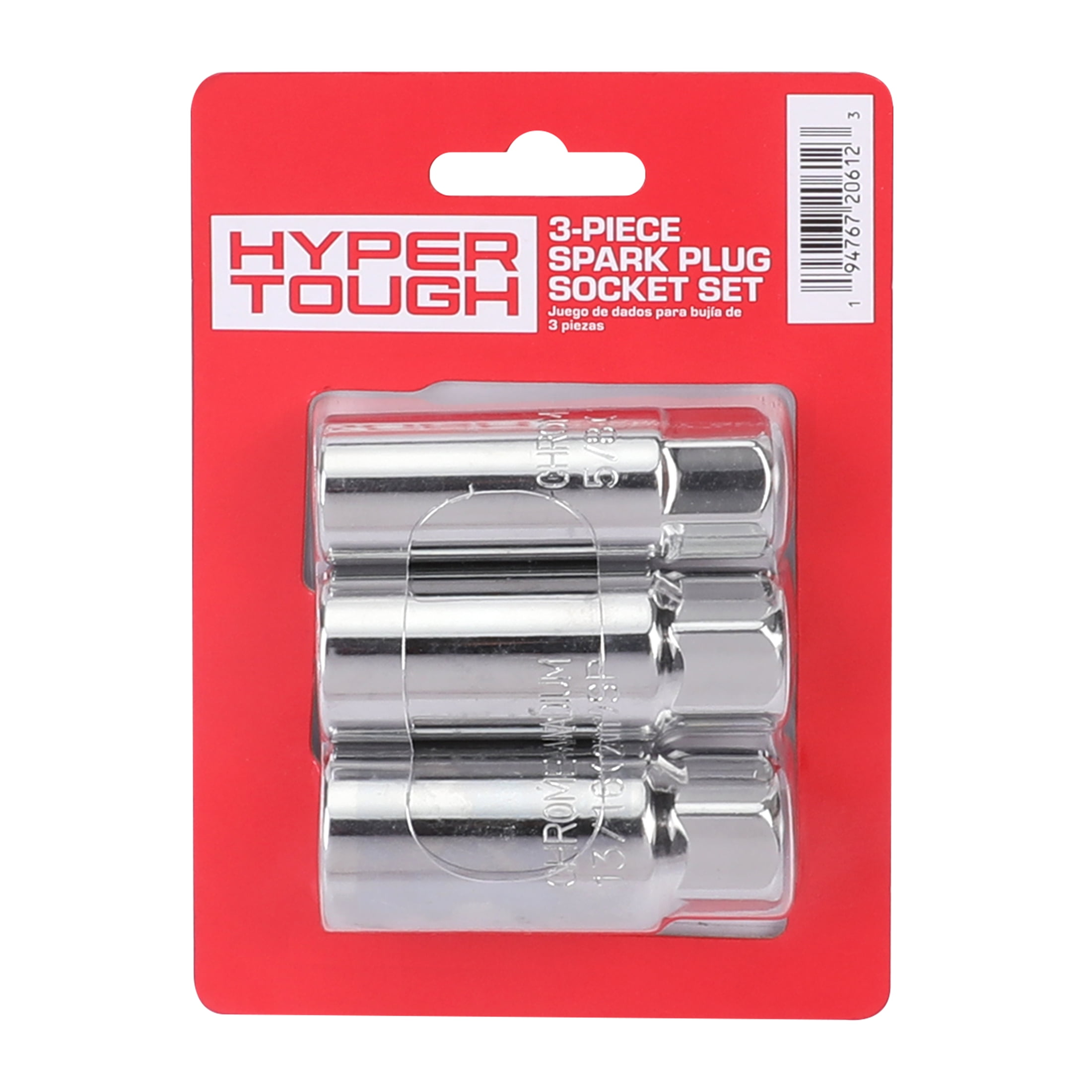 Hyper Tough 3-Piece 3/8-In Drive Spark Plug Socket Set, Includes 5/8 In, 3/4 In, and 13/16 In Sizes