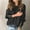 Black, variant on DuoJiaJ Womens Oversized Crewneck Sweaters Fall 2025 Lightweight Thin Ribbed Knit Button Cropped Pullover Top Black L