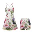 thumbnail image 2 of KEIAHUAN Hummingbird Floral Golf Dresses for Women 2 Piece Set Breathable Spaghetti Strap Tennis Dress with Shorts Cross Backless Athletic Dresses with Pocket Summer Outfits XS, 2 of 7