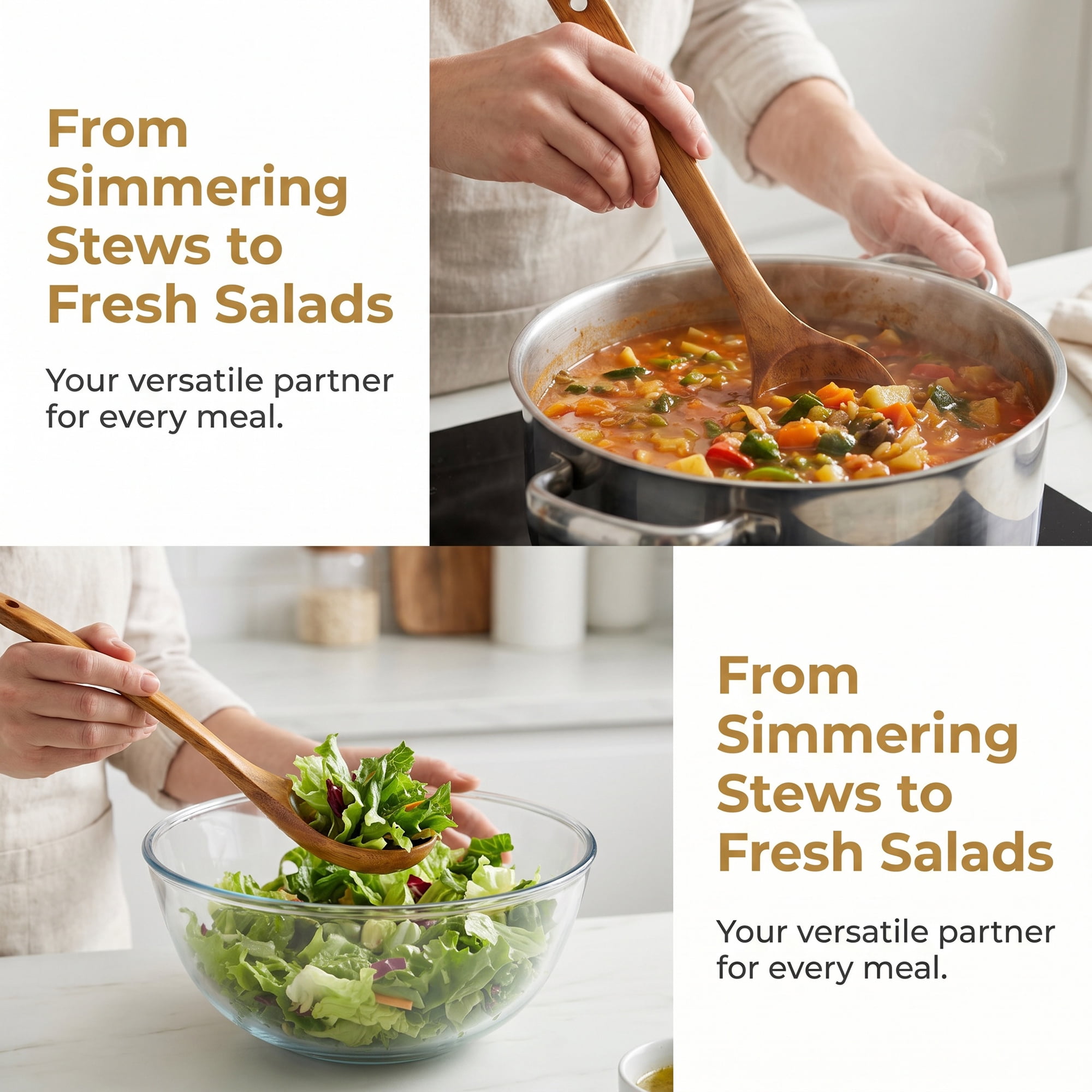 Unique Bargains Wood Non Stick Cookware, Heat Resistant Kitchen Soup Spoon A 11"x3.1"