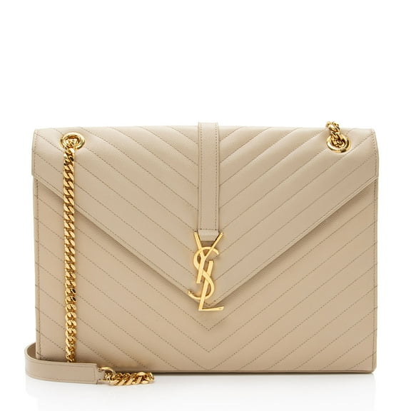 Pre-Owned Saint Laurent Matelasse Grain de Poudre Monogram Large Shoulder Bag