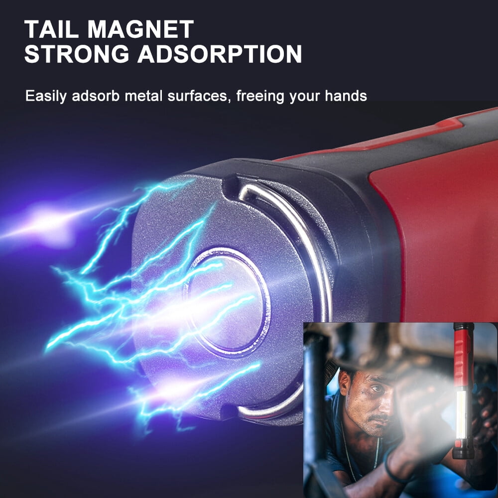 Mijomi W25 400LM Flashlight COB+LED Work light LED Torch Light lampu suluh USB Flashlight Rechargeable Lamp Repair Light Camping Outdoor Lamp With Hook Built-In 1200mAh Battery Portable Flashlight