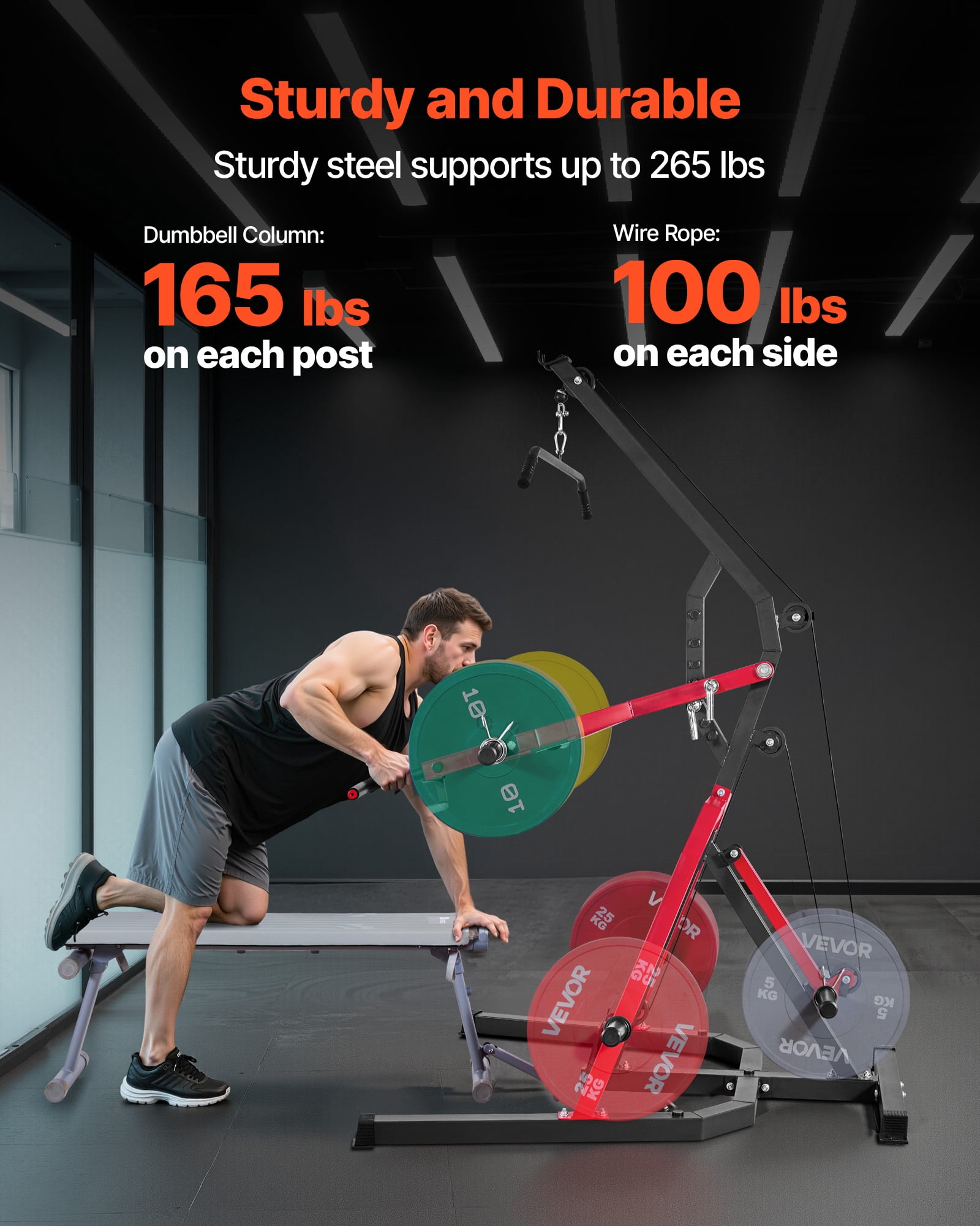 VEVOR Home Gym Equipment, Leverage Gym with 2:1 Ratio LAT Low Row System, Strength Training Machine for Squats Deadlifts Bench Press Bicep Curls, Home Gym Machine,Adjustable Full Body Workout Station