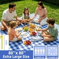 thumbnail image 5 of KORALAKIRI Extra Large Picnic Beach Blankets, 80''x80'' Waterproof Foldable Outdoor Camping Mat, Sandproof Rug Gingham for Park, Grass, Travel, Hiking Essentials, 5 of 7