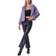 thumbnail image 2 of Chaqueta corta de pelaje sintético suave de manga larga con cuello de muesca para mujer Inspire Chic en gris púrpura, 2 of 6