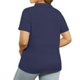 thumbnail image 6 of Olyvenn Plus-Size-Summer-Tops for Women Collared V Neck Button Collared Shirts Flowy Tunics Trendy Short Sleeve Blouses Dark Blue XXXXL, 6 of 6