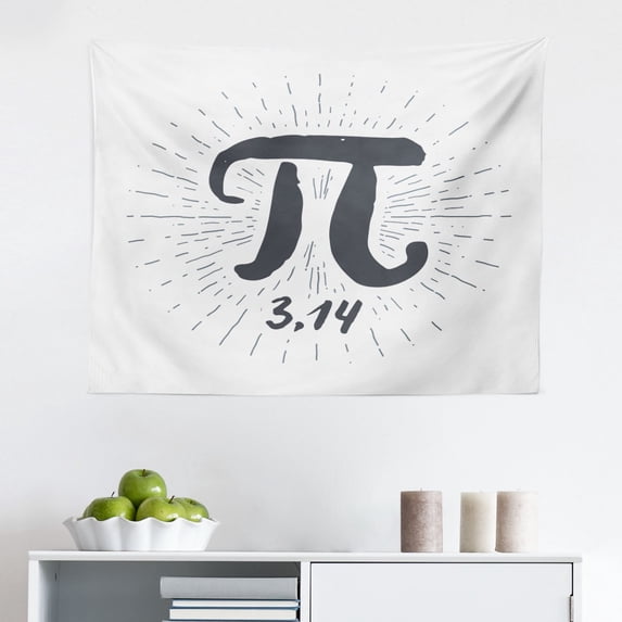 Pi Tapestry, Brush Written Grunge Image of Same in, Fabric Wall Hanging Decor for Bedroom Living Room Dorm, 2 Sizes, Grey Coffee, by Ambesonne