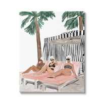 Stupell Industries Girls Lounging Tropical Vacation Coastal Painting Gallery Wrapped Canvas Print Wall Art