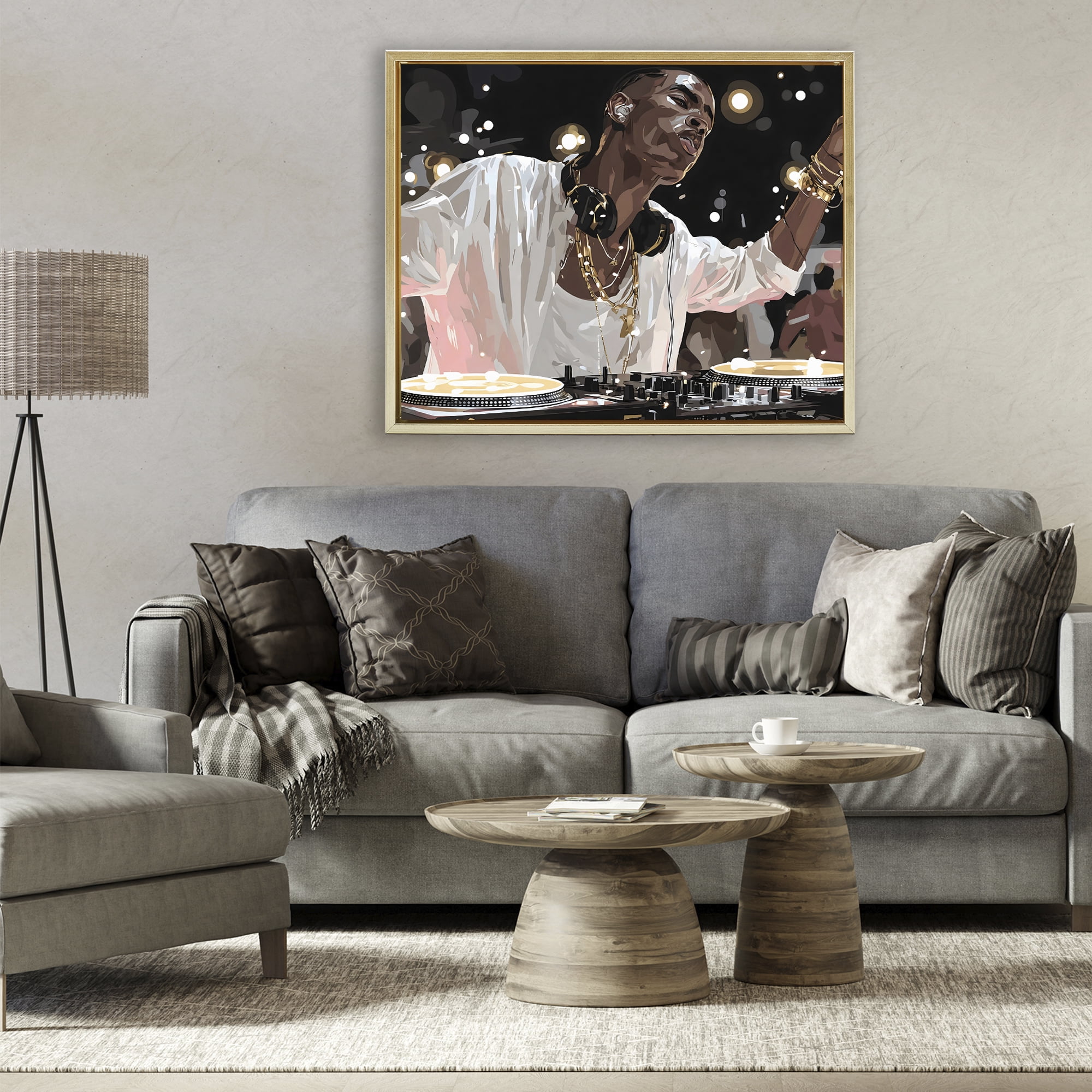 Stupell Industries Music In His Soul Gold Framed Floater Canvas Wall Art, design by Franklyn Gregory