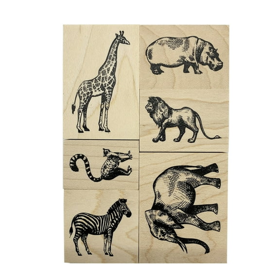 Recollections African Animals Wood Stamp Set, 6 Pack