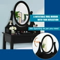 thumbnail image 5 of Gymax Bedroom Wooden Mirrored Makeup Vanity Set Stool Table Set Black, 5 of 10