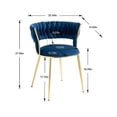 thumbnail image 7 of Modern Fabric Dining Chairs Set of 2, Upholstered Living Room Leisure Chairs with Woven Backrest and Gold Metal Legs, Accent Chair Armless Leisure Side Chair for Dining Room, Kitchen, Vanity, Navy, 7 of 7
