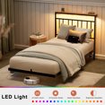 thumbnail image 4 of GUNAITO Twin Size Floating Bed Frame Metal Platform Bed with LED Lights & Charging Station Modern Bed with Headboard and Under-bed Storage Black, 4 of 9