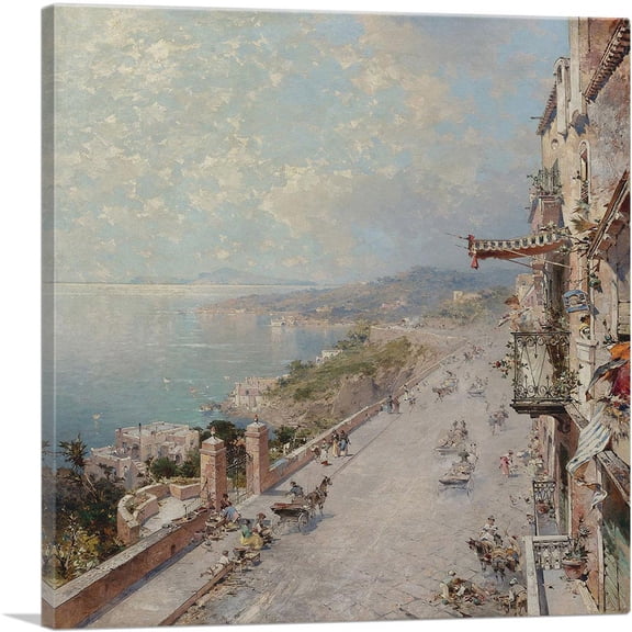 ARTCANVAS View of Posillipo Near Naples Canvas Art Print by Franz Richard Unterberger - Size: 26" x 26" (1.50" Deep)
