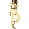thumbnail image 2 of Aoujea 50% Off Clear! Plus Size Womens Pjs Sets Long Sleeve Pajamas for Women Comfy Fashion And Casual Loose Printed Round Neck Button Up Long Sleeved Pants Pajama Set Deals, 2 of 7