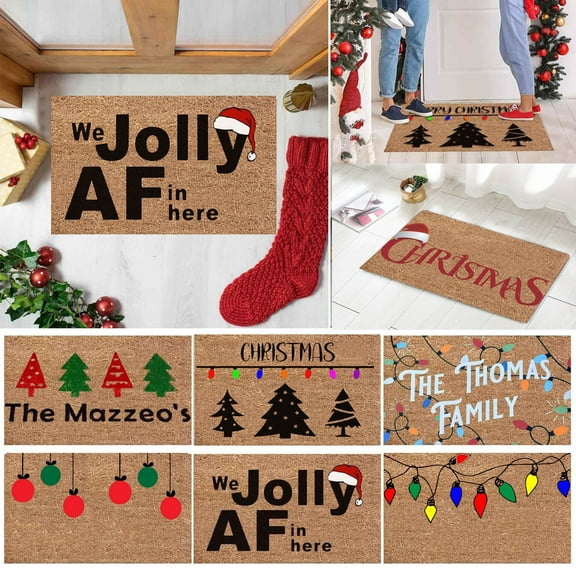 Uutvery Christmas Door Mat Non Slip Washable for Indoor Outdoor Kitchen Bathroom Entrance Floor Mat Festive Home Decor Machine Washable 19.7x31.5 Inches