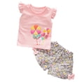 thumbnail image 1 of Ensemble d'Été 2 Pcs pour Bébé Fille, Haut à Manches Courtes Imprimé et Pantalon, 1 of 8