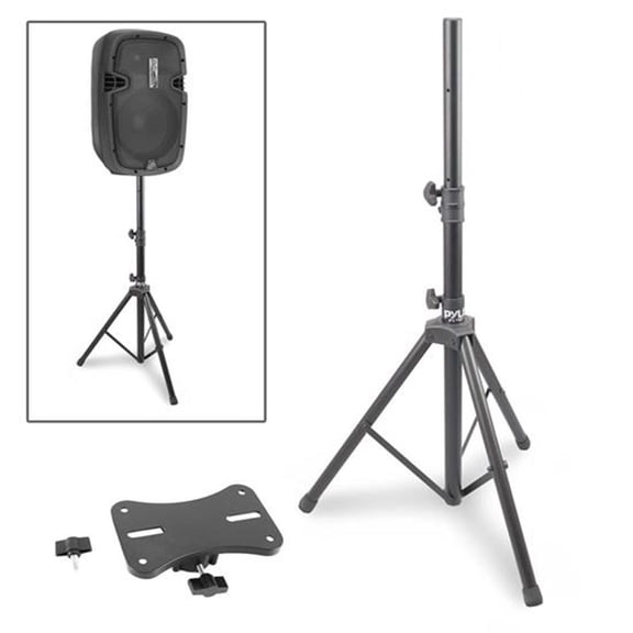 Pyle 2-Pack Universal Speaker Stand Mounts – Adjustable Tripod Stands with Locking Safety Pin, 36–58" Height, 35mm Compatible Insert, Rubber Feet for Stage & Studio Use