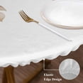 thumbnail image 3 of Eucalyptus Leaves Round Tablecloth, Fitted Table Cover with Elastic for 55"-60" Round Tables, Khaki Summer Botanical Weeping Table Cloth Outdoor Indoor Dinning Party Waterproof Tablecloths, 3 of 7