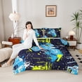 thumbnail image 4 of Homewish Dirt Bike 3 Pieces Queen Comforter Set for Boys Girls,Extreme Sport Ultra Soft Bedding Sets,Graffiti Splash Bedding Comforter Set Breathable,Ultra Soft Home Decor,Reversible, 4 of 8