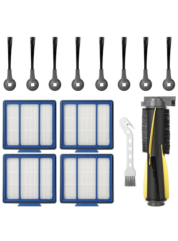 TSV Replacement Parts kit for Shark IQ R101AE (RV1001AE), IQ R101 (RV1001) Robot Vacuum Cleaner, Accessories Pack of 8 Side Brushes, 4 Hepa Filters, 1 Main Brush, 1 Free Cleaning Brush