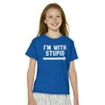 thumbnail image 3 of I'm With Stupid Classic Rude Insult Crewneck T Shirts Boy Girl Teen Brisco Brands XS, 3 of 6