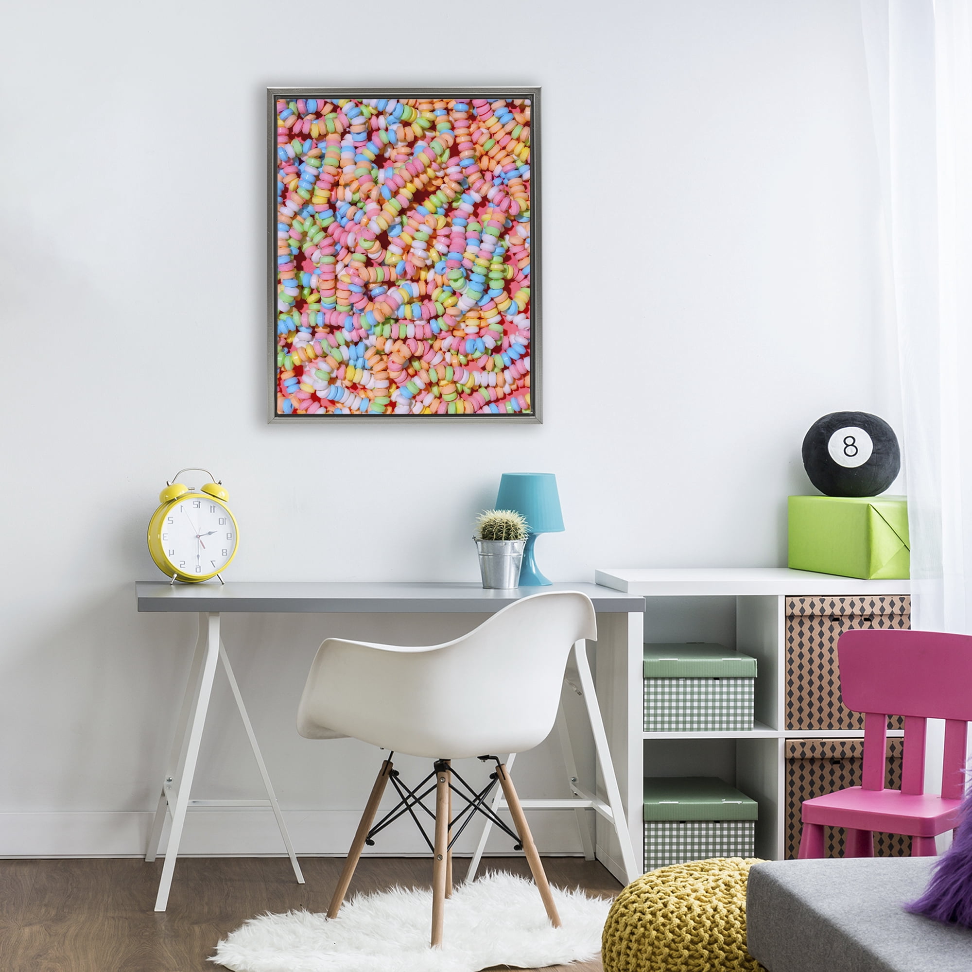 Stupell Industries Pastel Candy Necklace Gray Framed Floater Canvas Wall Art, design by LISH Creative