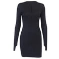 thumbnail image 3 of under 10.00 LYXSSBYX Fall Dresses for Women Long Sleeve Women's Fashion Sexy Medium Length Zipper Solid Long-Sleeved V-Neck Dress, 3 of 5