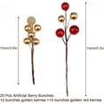 thumbnail image 2 of 20 Pcs Artificial Berries, Artificial Holly Berry Picks Decorations Christmas Tree, Christmas Berry Stems for Craft DIY Door Wreath Gold Red Fake Berry Branches Decor Home, 2 of 6