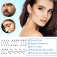 thumbnail image 5 of 100PCS Body Piercing Kit, 316L Stainless Steel Piercing Jewelry Set with Piercing Needles, Clamps, Gloves and 10PCS Alcohol Pads for Nose, Lip, Navel, Ear, 5 of 9