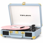 TANLANIN Blue 3-Speed Bluetooth Record Player with Bass & Treble Control