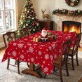 thumbnail image 4 of Red Christmas Snowflake Tablecloth,60x70 Inch,Waterproof Polyester Table Cover for Indoor Outdoor Holiday Decor, 4 of 6