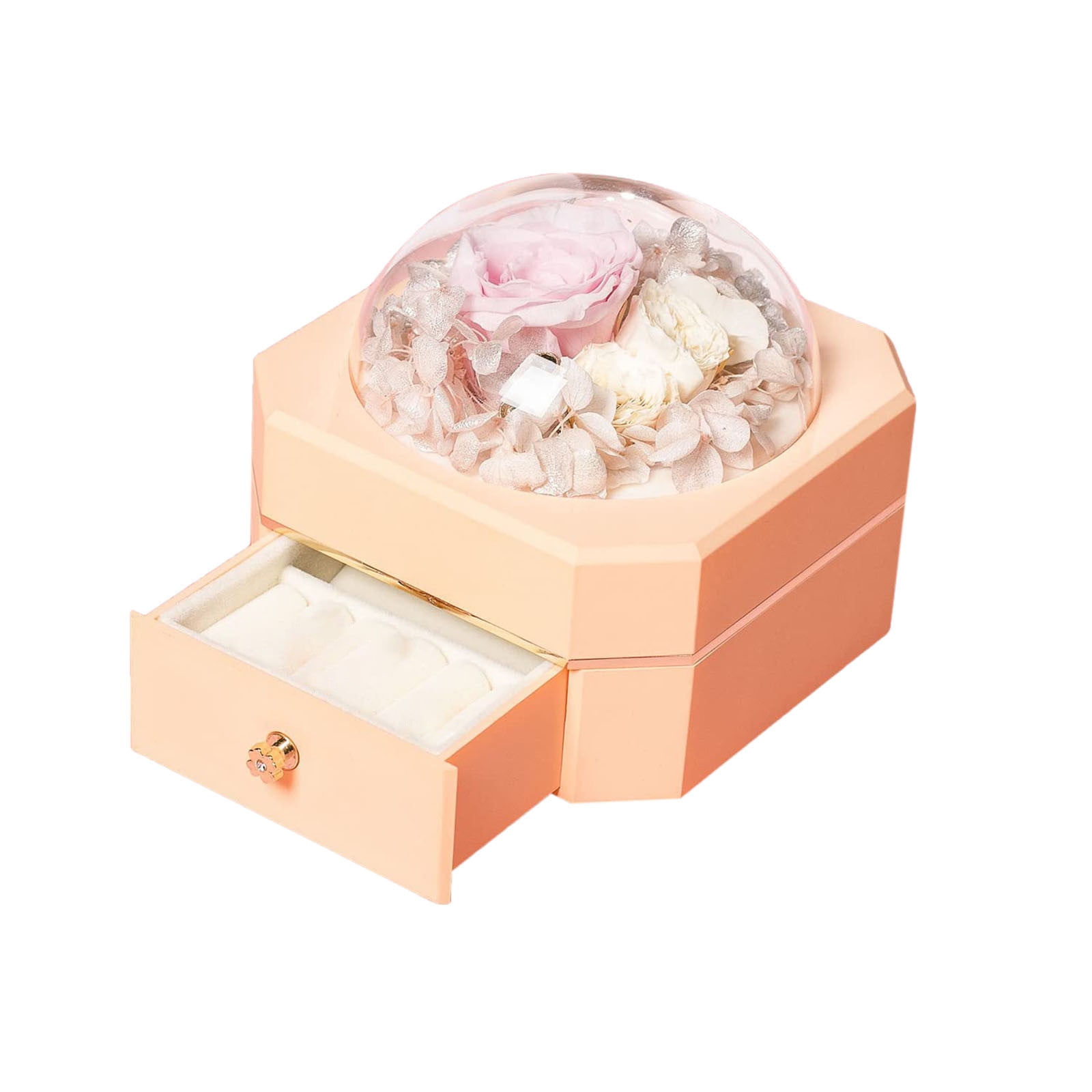 Lksixu Preserved Flower Jewelry Box, Valentine's Day Gifts Drawer