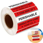 Perishable Warning Shipping Labels 2x3inch 250Pcs Red Handle with Care Stickers Shipping Packing Labels