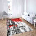 thumbnail image 2 of Red Leaves Rug, Salon Rugs, Landscape Rugs, Couple With Red Umbrella Painting Rug, Non-Slip Carpet Rugs, Rainy Day Rug, Salon Rug, Red Rug, 5.2'x7.5' - 160x230 cm, 2 of 8