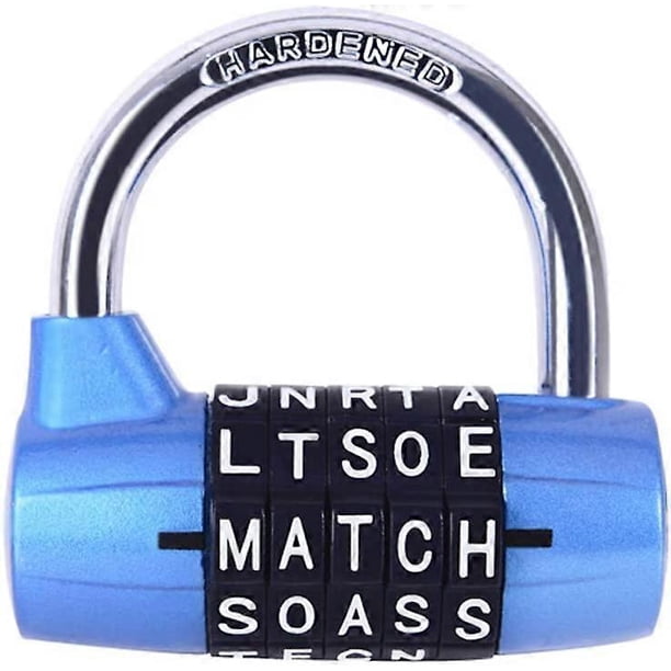 Gym Locker Lock,5 Letter Word Lock,5 Digit Combination Lock,Safety Padlock for School Gym Locker,Sports Locker,Fence,Case,Hasp Storage (Blue)