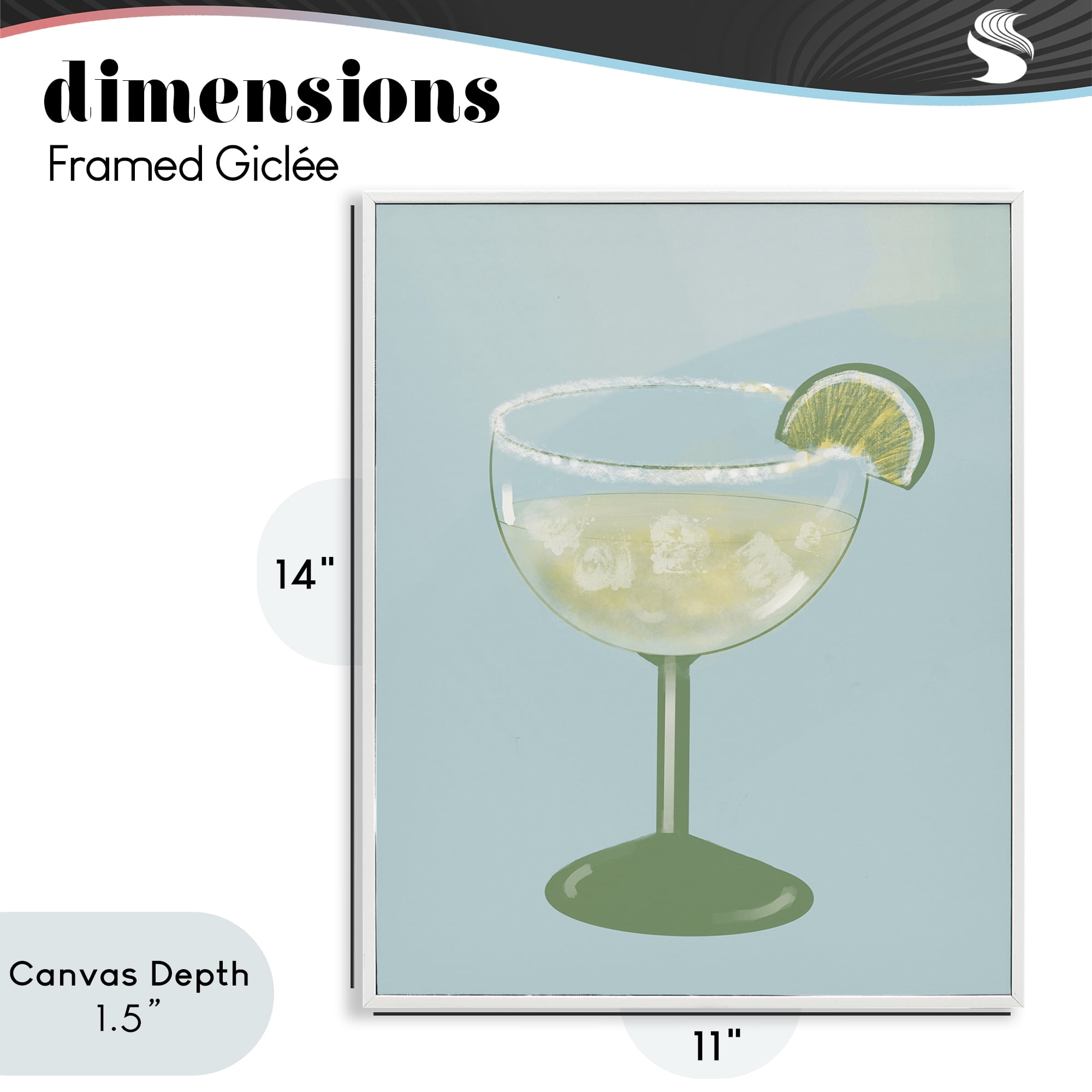 Stupell Industries Margarita Glass over Blue White Framed Giclee Art, design by Robin Maria