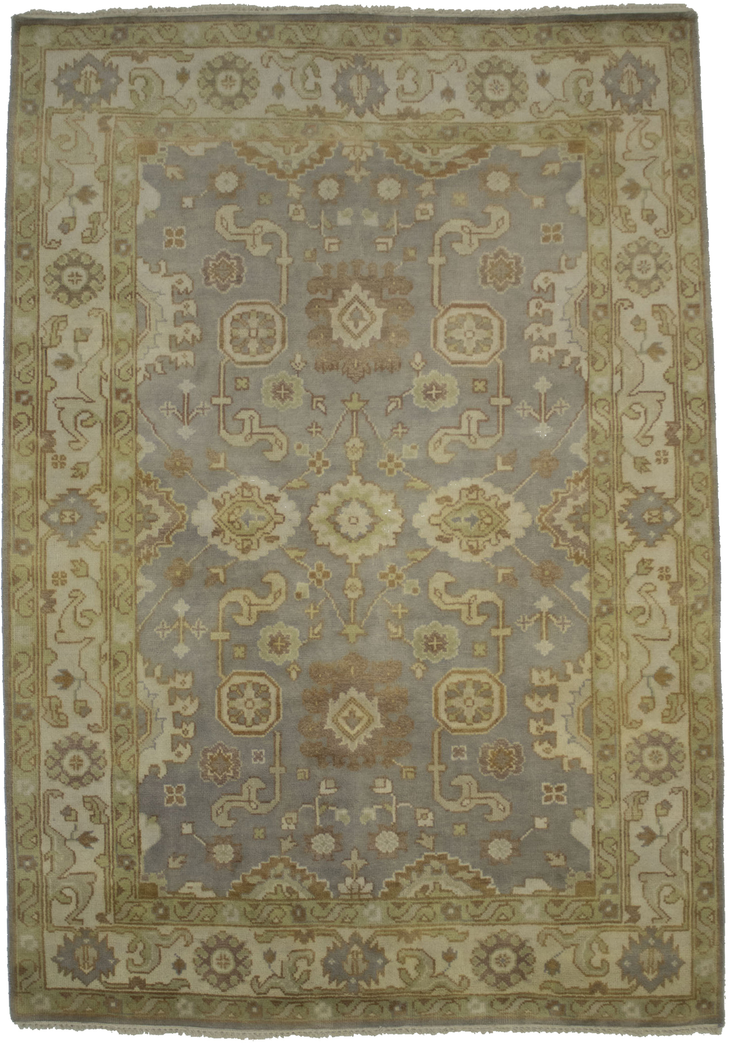 Muted Gray Oushak Chobi 7X9 Oriental Area Rug Carpet
