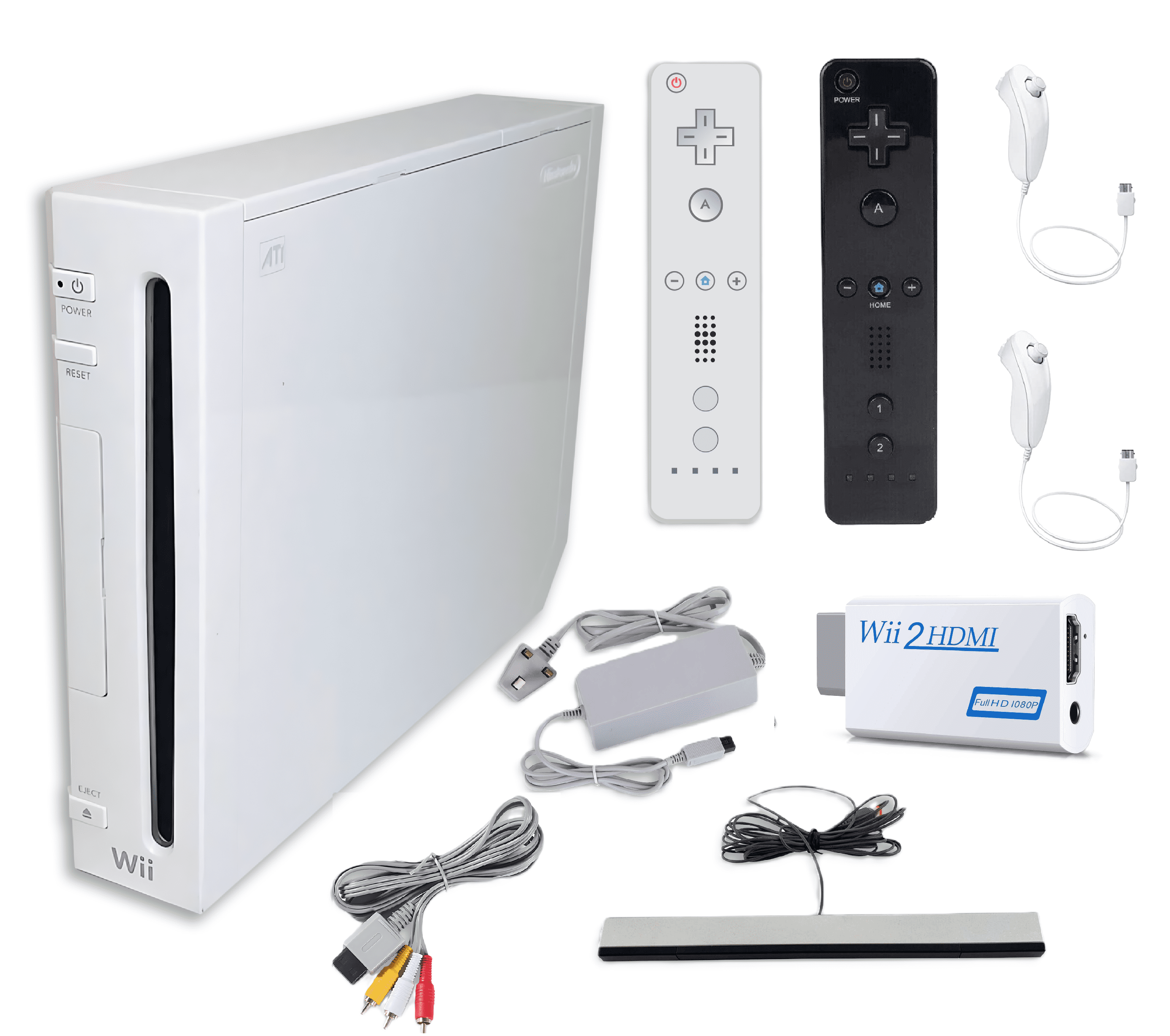 Restored Nintendo Wii Game Console with Two Retrofam Remotes Premium Bundle (Refurbished)